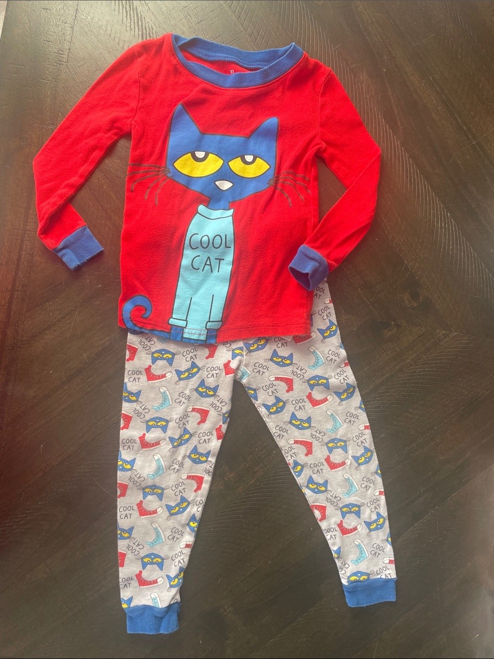 Cool Cat Red & Blue Kids Pajama Set